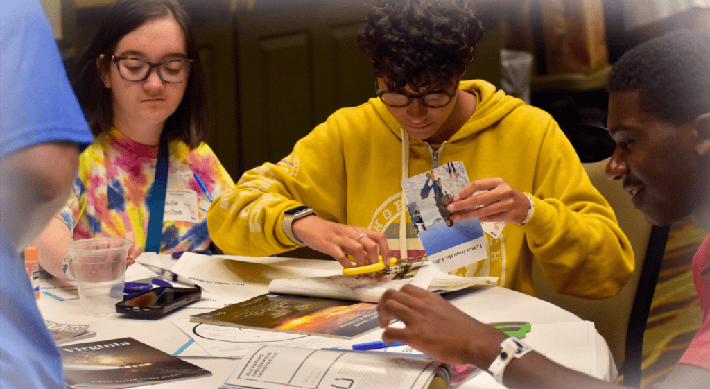 Youth attendees creating vision boards at Peet C's 2024 Parent and Youth Empowerment Summit, also known as P.Y.E.