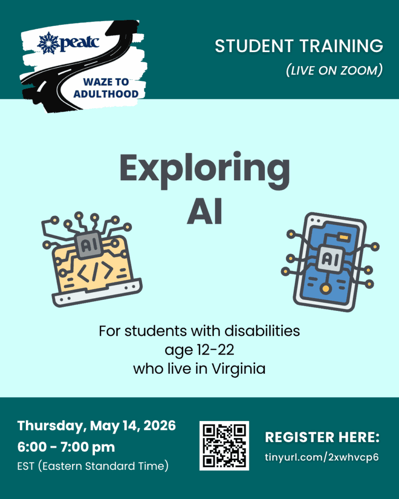 A flyer showing the date, time and registration for the Exploring AI student training. It contains a graphic showing a phone with the letter A and I on the screen.